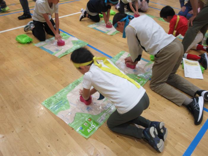 防災研修（防災スポーツ）の様子