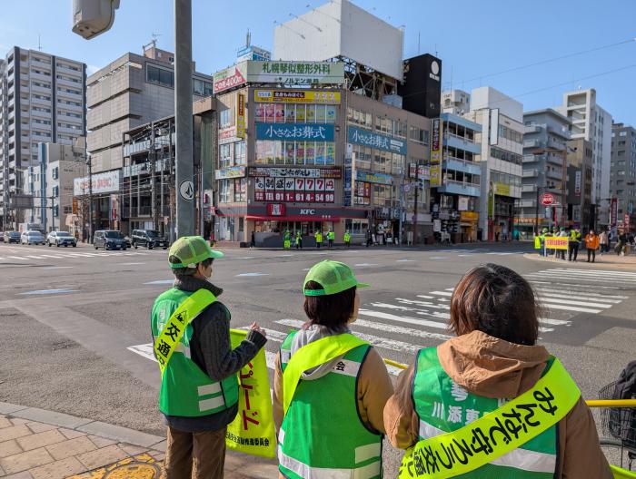 琴似地区の交通安全早朝一斉街頭啓発