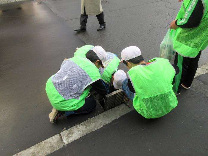 写真：琴似小学校6年生がごみを拾っている様子