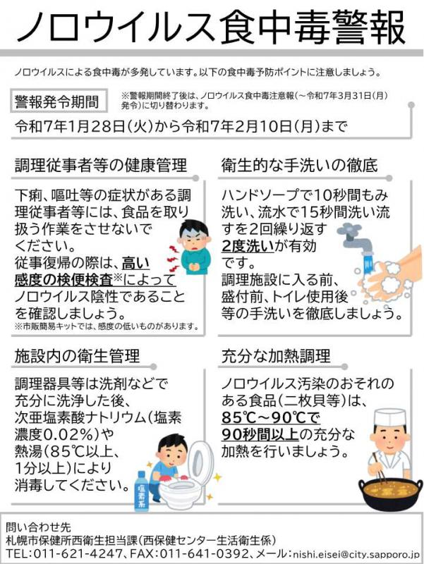 ノロウイルス食中毒警報画像