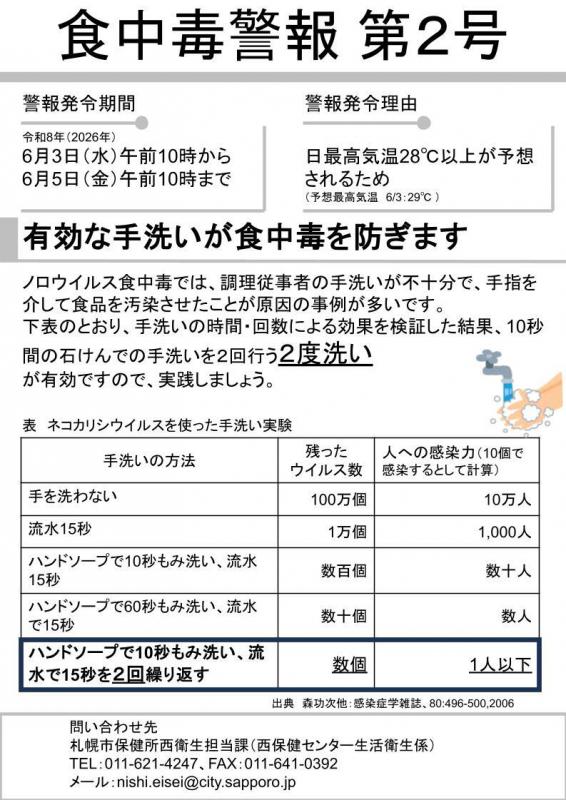 食中毒警報第2号画像（令和8年）