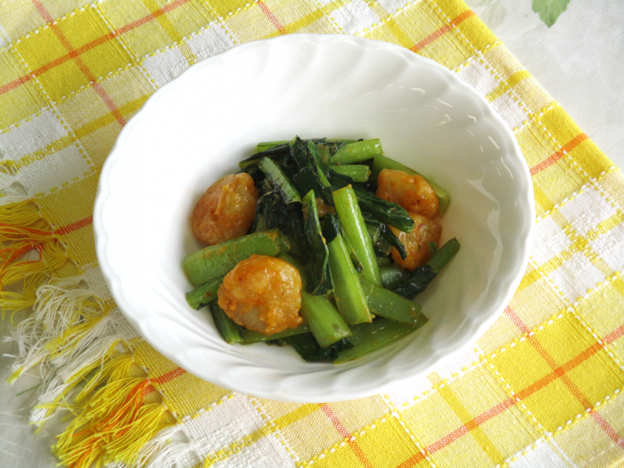 小松菜とえびの変わりソテーの写真