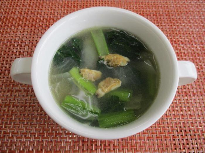 小松菜とアサリのあったかスープの写真