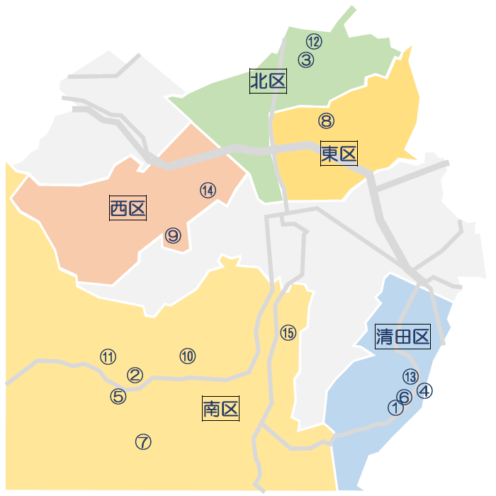 農業交流施設(直売所など)市内位置図2