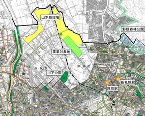 厚別山本公園の位置図（厚別区厚別町山本）