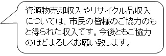 資源の分別、リサイクル可能品の収集にご協力ください