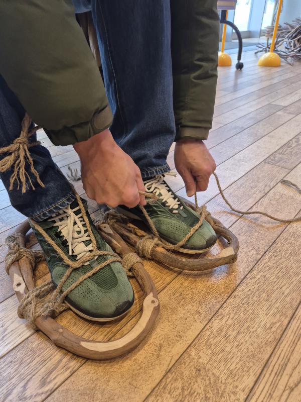 かんじきの試着体験