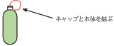画像：キャップの穴に紐を通し、ペットボトルに結ぶ