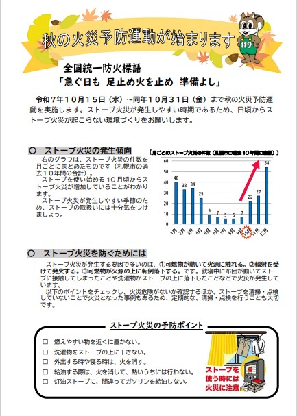 秋の火災予防運動チラシ