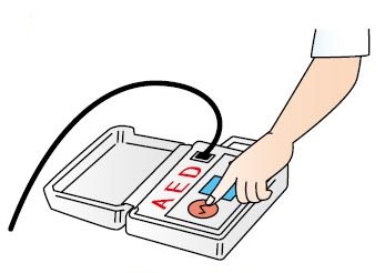 AEDのショックボタンを押す図