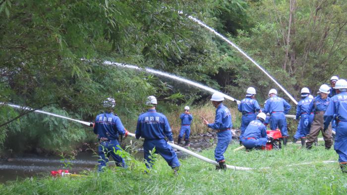 西消防団林野火災対応訓練