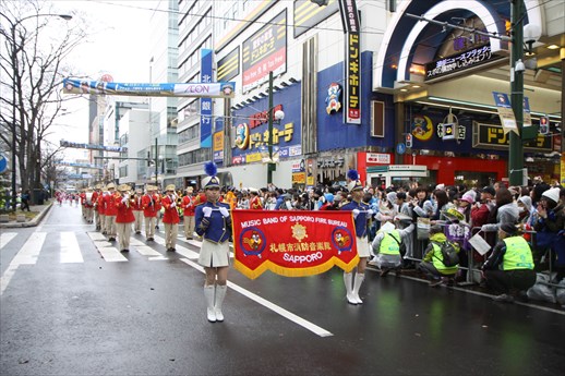 写真：日本ハムファイターズ優勝パレード2016での音楽隊の様子