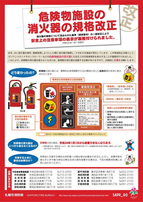 危険物施設の消火器の規格改正