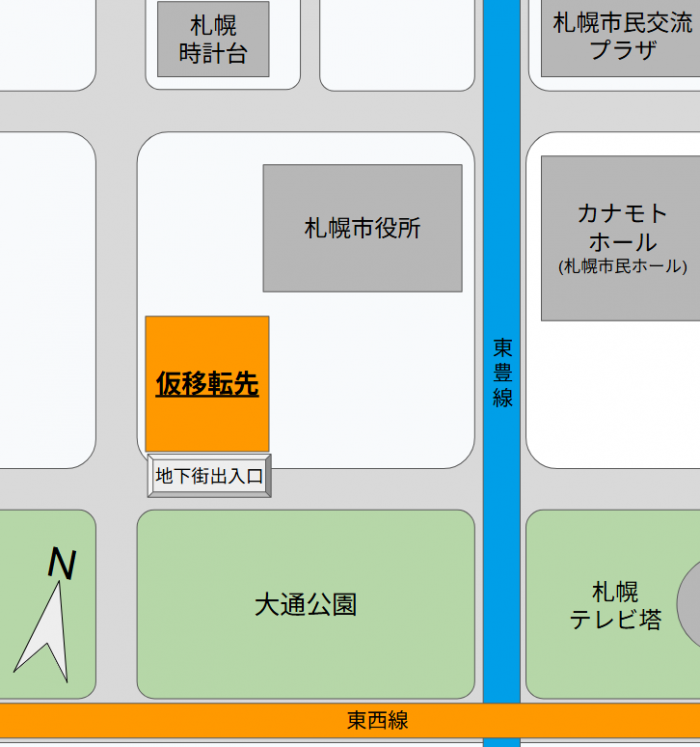 仮庁舎の地図