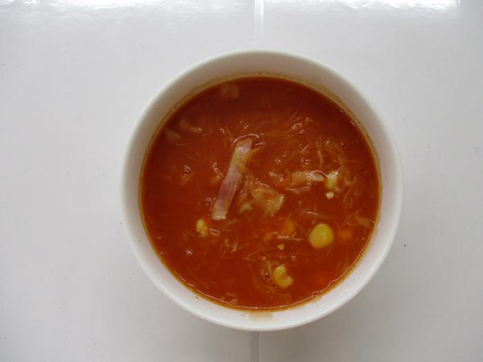 コンビニ食材でスープ完成写真