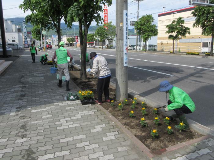 花を植えている写真