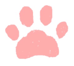 ピンクのネコの足跡