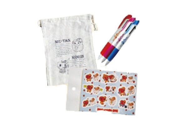 巾着とボールペンとシール